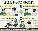 デスクワーカー向けのセルフストレッチを指導します 『仕事の合間に1日5分。あなたに合う3種目を一緒に練習』 イメージ2
