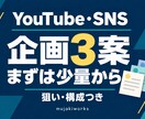 YouTube・SNSの企画3案をご提案します 次の投稿に迷ったら。まずは選べる企画3案から イメージ1