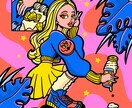 ポップでカラフル！目を引く海外風ガール描きます ちょっとストリート♡アイコンやグッズにいかがでしょうか♡ イメージ2