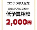 実績づくりのための低予算相談を承ります ココナラ参入記念！初回限定2,000円の相談プラン イメージ1