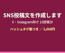 SNS投稿文を10投稿分作成します X・Instagram向け10投稿分を作成 イメージ1