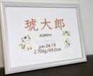 オーダーメイドの手刺繍命名書を作成します お子さんの名前にちなんだイラストを刺繍致します イメージ3