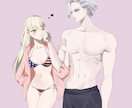 カップル・ペア・夢絵イラスト描きます 二人の関係性が一目でわかるイラストをお描きします。 イメージ4