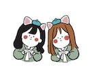 あなたがモデルの ペアイラスト をお描きします シンプルだけどキュートでほっこりなイラストが得意ですഒ˖° イメージ7