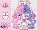 ぬい風ミニキャラ描きます ぬい風ミニキャラと簡易な2〜3つのモチーフ入り1枚絵です イメージ1
