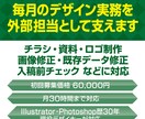 月額でチラシ・資料・ロゴ制作を承ります 制作・修正・画像調整を外部担当で支えます イメージ1