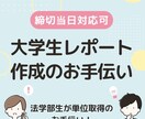 即日対応！大学レポートを手伝います 現役法学部生が添削期限ギリギリでもお手伝い！ イメージ1