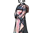 一生に一度の大切なお写真をイラストにします 綺麗なお洋服をそのまま残します。 イメージ1