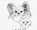お写真からワンちゃんのモノクロ似顔絵描きます お二人までお値段そのまま！データのみのお渡しなので早い！ イメージ3