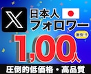 Xの日本人フォロワー100人徐々に増加させます X・旧Twitterの日本人フォロワー増加　高品質アカウント イメージ1