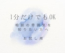1分でもOK。あなたを受け入れます 私の雰囲気だけ知りたい方に。お試し相談 イメージ1