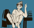 アンニュイなアイコンイラスト作ります 線画でオシャレ、レトロなアイコンイラスト イメージ1