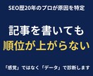 Webの「伸びない原因」を特定し改善策を提案します 「記事を書いても順位が上がらない」その悩みデータと論理で解決 イメージ1