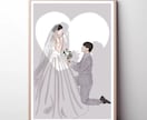 素敵な思い出をシンプルイラストにします 《ウェルカムボードにおすすめ》似顔絵イラスト　結婚式/家族 イメージ4