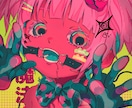 キャラクターの個性溢れる一枚絵を制作します ポップなものからホラーなものまで様々なイラストを描きます。 イメージ1
