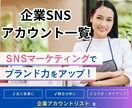 インフルエンサー必見！企業SNSアカウント販売ます 1500円で企業用アカウント一覧が獲得できる♪営業したい方♪ イメージ1
