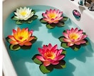 蓮の花を浮かべて入浴できます 自宅の風呂場に天上の池を体験する。 イメージ1