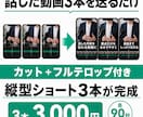 話した動画3本から縦型ショート3本を作ります 各90秒以内・カット・フルテロップ込みで3,000円 イメージ1