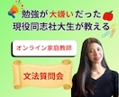 元・勉強嫌いの現役同志社生が英語文法の質問答えます 疑問をすっきり解決！分からない部分だけ聞けるオンライン質問会 イメージ1