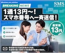 スマホ番号宛一斉送信を代行いたします 1通13円から、固定費ゼロで名前表示SMS、送信日時指定可能 イメージ2