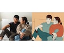 韓国風♡おふたりの時間を絵にします シンプルで、どこか韓国っぽさを感じる2人だけのイラストです。 イメージ1
