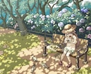 物語を感じる背景込み一枚絵を制作します キャラクターの日常や思い出を、温かな空気感とともに描きます イメージ4