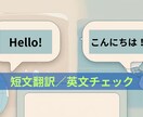 即日対応可能！SNS投稿・短文翻訳します 自然な短文翻訳・英文チェックを、素早く納品します！ イメージ1