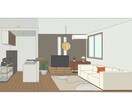 手描きで作る内観パース／家具配置も対応できます インテリアのプロが手描きで魅せる空間提案。今だけ割引価格 イメージ2