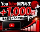 YouTube国内再生+1000回増やします 日本人リアルユーザー視聴・高品質・30日保証付き イメージ1
