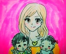 SNS用ママ、パパ、お子さんのアイコン描きます ゆるっと手描きイラストで！直感でお描きします イメージ1