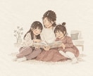 恋人やお子様の写真をやさしい絵本風イラストにします 何気ない一瞬を、ずっと飾っておきたくなる一枚に。 イメージ3