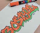 Graffitiアートで制作致します 街中に見かける落書き、Graffitiを手書きし制作してます イメージ2