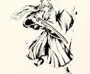 墨絵 - 躍動感ある水墨画の和風イラスト描きます かっこいいモノクロの人物水墨画はお任せください。 イメージ4