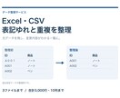 Excel・CSVの表記ゆれと重複を整えます 散らばった表を、確認しやすい一覧に整えます イメージ1