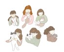 可愛いペットを抱っこしているイラストを描きます わんちゃん・猫ちゃんを抱っこしているシンプルイラスト♪ イメージ3