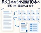 ブログ・台本をSNS投稿10本へリライトします 事実を足さず要約と30日投稿案まで納品 イメージ1