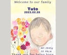 誕生花と似顔絵でオリジナル命名書を作成します 大好きな赤ちゃんに誕生花を添えて素敵な命名書を作成します！ イメージ1