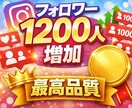 今だけ！インスタフォロワーを1200人増加します 今だけ増量中！初めてでも安心｜丁寧にフォロワーを増やします イメージ1