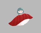 お寿司と自画像のイラスト(アイコン)描きます お好きな食べ物と自分を前面に出した、自分だけのアイコンをˊ˗ イメージ1