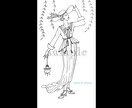 ヴィンテージ風モノクロファッション画お描きします 商用オプション有！メッセージアプリの背景やホーム画面にも◎ イメージ5