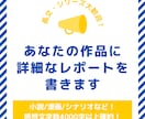 オールジャンル対応！作品感想レポートを届けます 4000字以上の詳細な感想で創作意欲UPに！ イメージ1