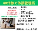 40代稼ぐ体調管理術を提供します 30代40代で体に不調を抱える人向け！体の専門家がサポート イメージ1