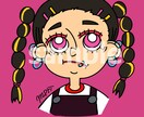 ちょっと不機嫌なお顔の似顔絵描きます ポップでカラフルなイラスト☆★ イメージ1