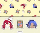 キャラ絵とモチーフのパターンイラストをお作りします グッズや作品の背景、バナーなど多岐にご利用いただけます！ イメージ7