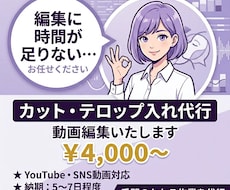 YouTube動画編集カット＋フルテロップ等します 現役YouTuberが代行！運営者の「時間が足りない」を解消