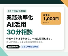 業務効率化・AI活用の相談に30分乗ります 作るべきかどうかから一緒に整理します。無理な提案はしません。