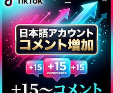 Tiktokコメント＋15〜増やします イメージ1