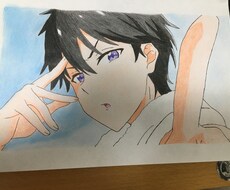 アニメキャラをシャーペンと色鉛筆で描きます イメージ1