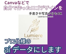Canvaなどで作ったロゴをaiデータ化します 手書きや写真からもOK。イラレデータだから拡大しても綺麗