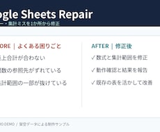 スプレッドシートの関数・集計ミスを修正します イメージ1